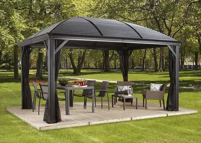 WINDSOR ESSEX GAZEBOS SOJAG MORENO 10 x 12 BLACK METAL HARDTOP, View more