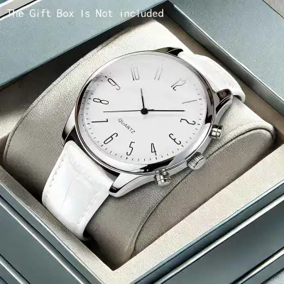 Replica Quartz Wristwatch with White Leather Band, View more