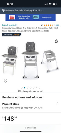 Ingenuity Elite 3-in-1  Baby High chair