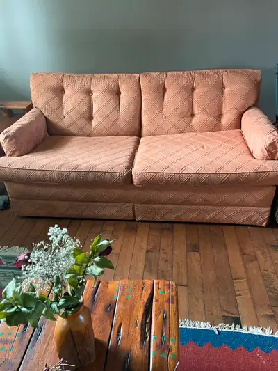orange pullout couch and 9x12 royal blue rug for free., View more
