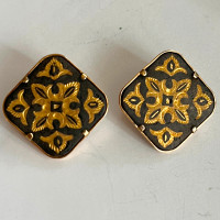 Vintage MCM Damascene Clip on Earrings