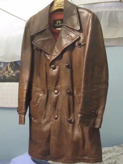Men's Chocolate Brown  Leather Coat, View more