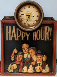 Large happy hour clock bar board with 3D characters
