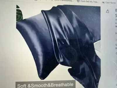 100% Mulberry Silk Pillowcase, Both Side Real Silk with Hidden Zipper -Navy Blue, -Standard size 20"...