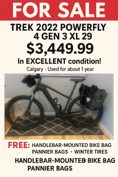 ‍♂️ FOR SALE: 2022 TREK Powerfly 4 Gen 3 – XL Frame 29” Wheel, View more