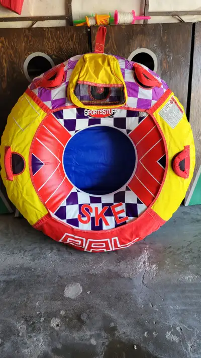Single person boating tube in Original packaging. 54” before inflation Main and Safety air chambers...