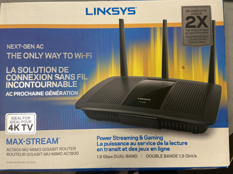 Linksys EA7500 Max-Stream™ AC1900 MU-MIMO Gigabit Wi-Fi Router | Networking  | City of Toronto | Kijiji