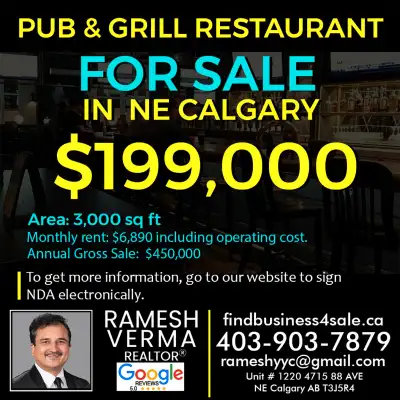 PUB & Grill Restaurant for Sale in NE Calgary