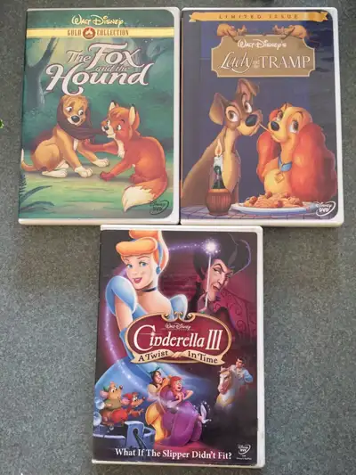 Disney DVDs EUC The Fox and the Hound Lady & Tramp Cinderella 3, View more