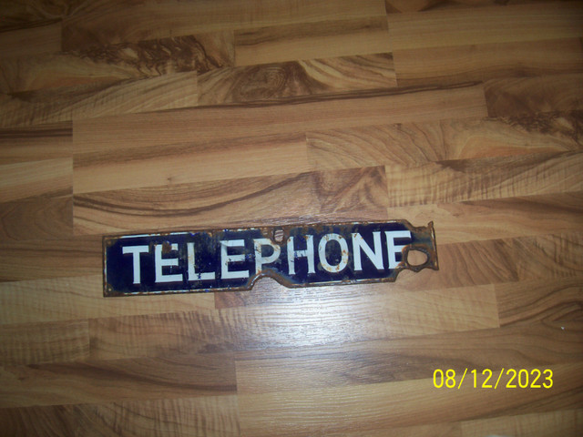 OLD PORCELAIN TELEPHONE SIGN in Arts & Collectibles in Cole Harbour
