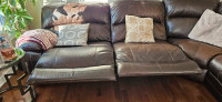 Leather power recliner sectional 