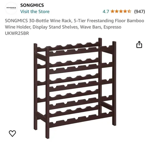 SONGMICS Wine Rack in Bookcases & Shelving Units in Oshawa / Durham Region - Image 3