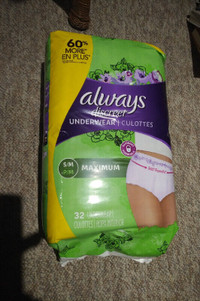 Always incontinence underwear, small/medium size