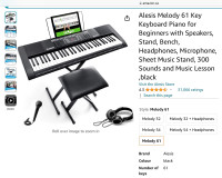 Keyboard piano - 61 keys - stand - seat - like new