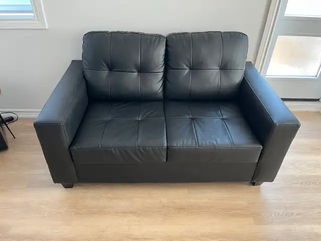 Black Leather Love Seat