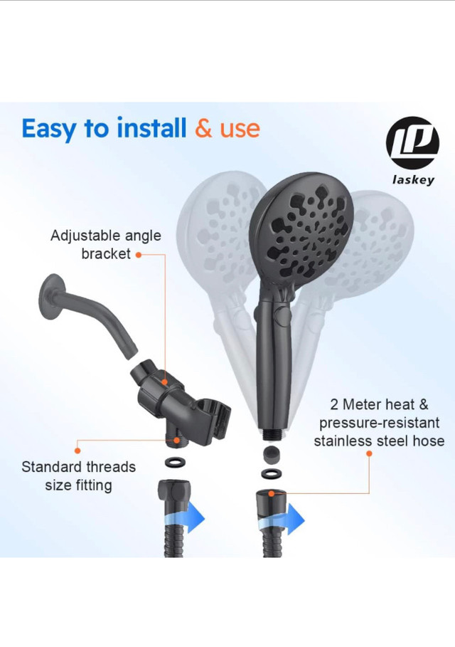 Laskey Precision Shower Head handheld shower Head  in Plumbing, Sinks, Toilets & Showers in Mississauga / Peel Region - Image 3