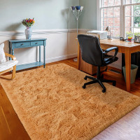 Carpet rug fluffy/Tapis moelleux neuf 5.3x6.5pds -Marron moyen