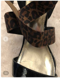 Shoes-Black patent with Animal Print straps Size 7