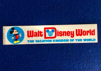 Vtg 1970s Walt Disney World Bumper Sticker Plastic Decal Mickey