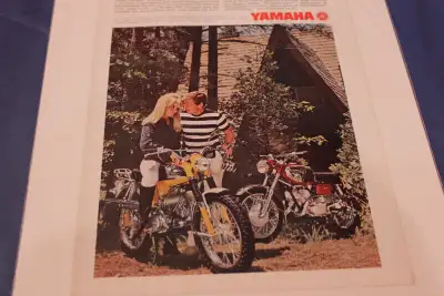 1967 Yamaha Trailmaster 100 & Big Bear 305 Motor Bike Original Magazine Ad Size 8-1/4" X 11"