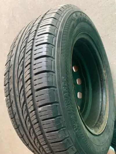 One tire on rim in a good condition