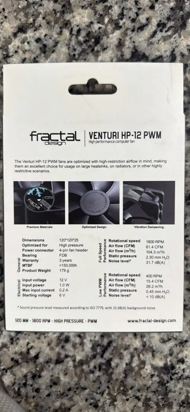 FRACTAL DESIGN Venturi HP-12 120MM PWM Cooling Fan in System Components in Markham / York Region - Image 3