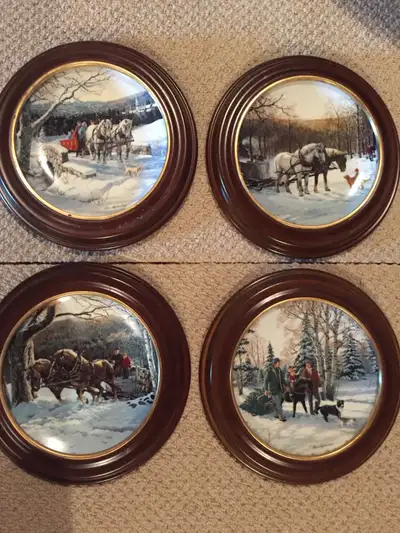 4 Collector Plates - Horses in Winter, View more