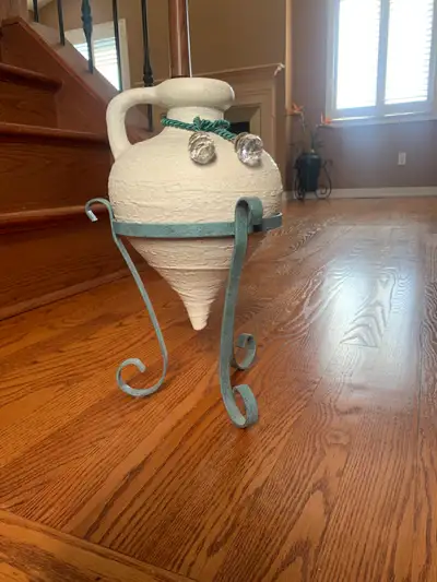 Decorative Amphora Vase with Wrought Iron Stand, View more