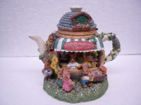 Bunny Cottage Flower Shop Piggy Bank Teapot