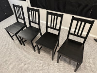 IKEA Stefan Chairs Set of 4 Black Chairs
