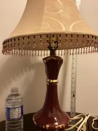Vintage Burgandy Ceramic  Pitcher Table Lamp with shade