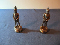 2 VINTAGE METAL CHESS PIECES-KNIGHTS-UNIQUE & COLLECTIBLE! 1970S