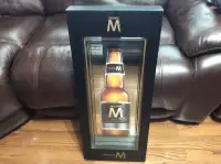 ONE OF A KIND FRAMED MOLSON M BEER SIGN MIRROR ON WOOD CABINET