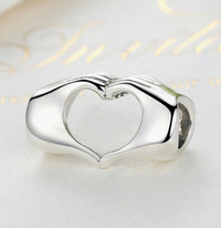 Sterling silver S925 heart hand charm