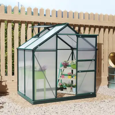 6.2' x 4.3' x 6.6' Clear Polycarbonate Greenhouse Large Walk-In Green House Garden Plants Grow Galva...