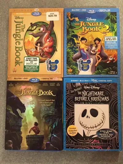Disney Blurays EUC The Jungle Book Nightmare Before Christmas, View more