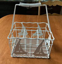Nice White Metal Wire Basket with Sailboat Design