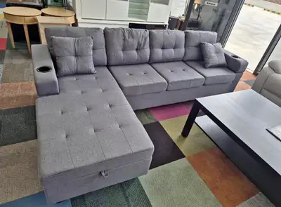Large L-Shape Fabric Sofa with Storage, View more