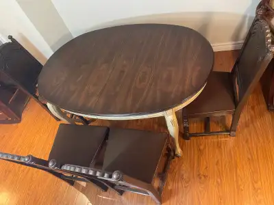Walnut wood  Table and four chairs, View more