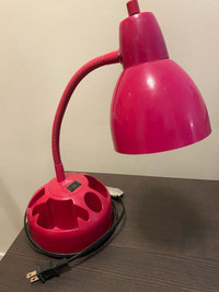 Pink Organizer Desk Lamp with Charging Outlet
