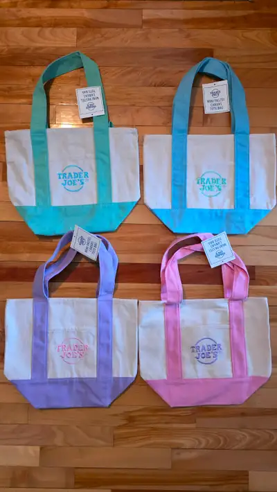 Viral Trader Joes Mini Pastel Canvas Totes Bags. Brand new with tags 1 for 25$ 4 for 100$ *Shipping...