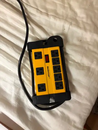 Used Mastercraft 8-outlet power bar with a built-in illuminated on/off switch and long power cord. H...