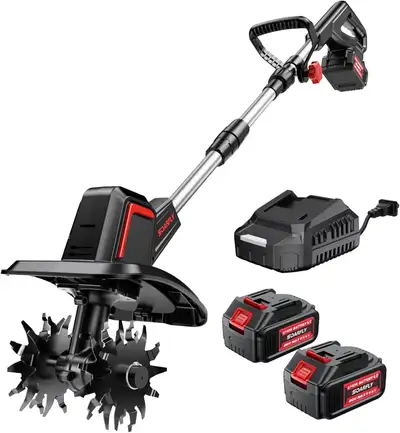 Upgraded Cordless Electric Tiller for Gardening, Total 8.0Ah Bat, View more