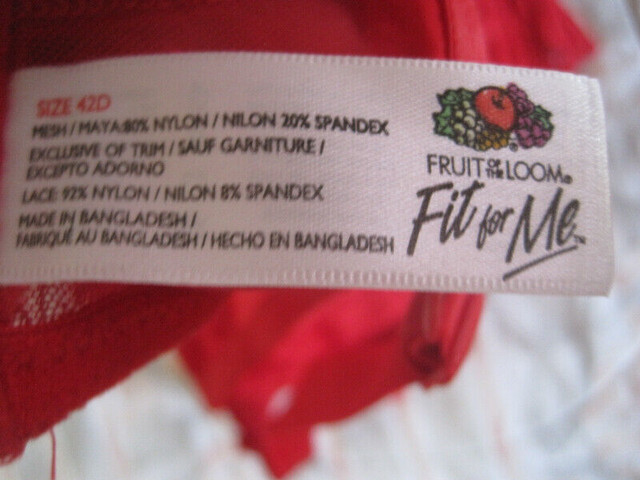 Fit For Me Fruit Of The Loom Bra 42D  Red New Stock in Women's - Tops & Outerwear in Peterborough - Image 3