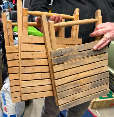 Wooden camp stools, View more