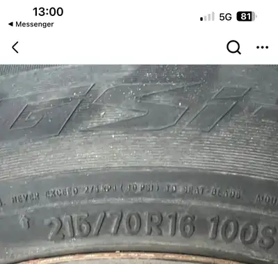 4 set of Toyo winter tires with 16” rims asking price 250$ for the set of 4 (Bolt pattern 114) works...