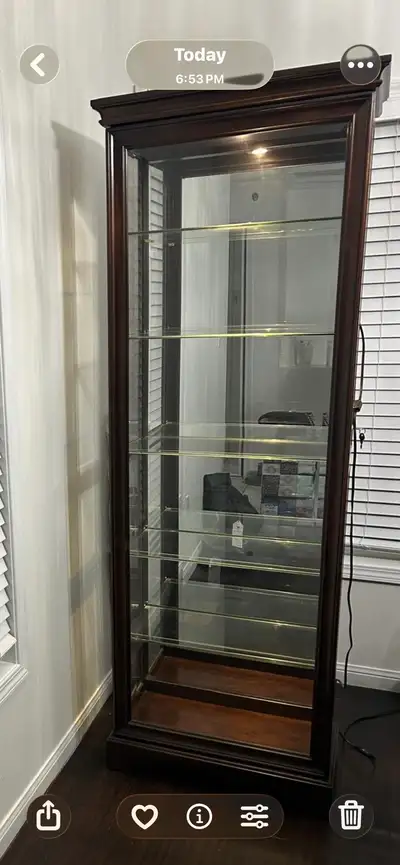  Two wooden buffets with high-efficiency glass shelves., View more