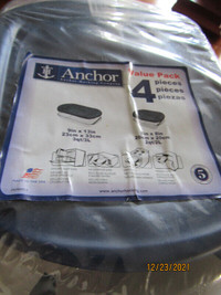 4 PIECE BAKEWARE SET WITH LIDS BY ANCHOR HOCKING