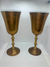 Pair of Brass Goblets Chalice