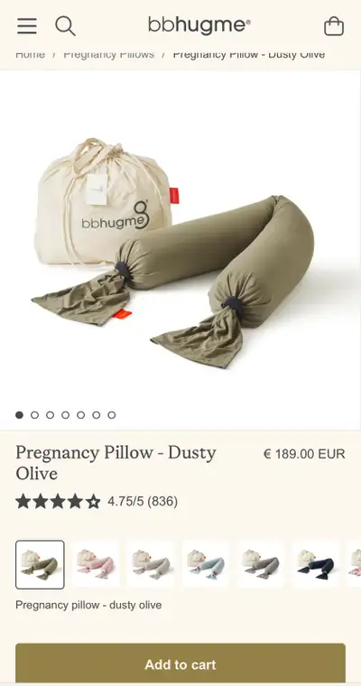Very lightly used BB hug me pregnancy pregnancy pillow ordered from Europe. Absolutely fantastic pro...